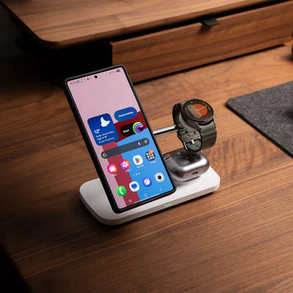 Premium 3-in-1 Magnetic T-Bar Wireless Charging Dock for Samsung