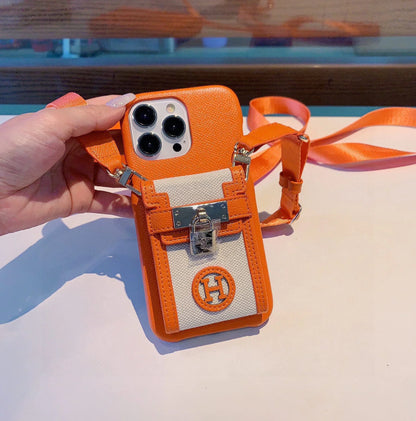 Hermes Luxury Leather Phone Case For iPhone 13-17
