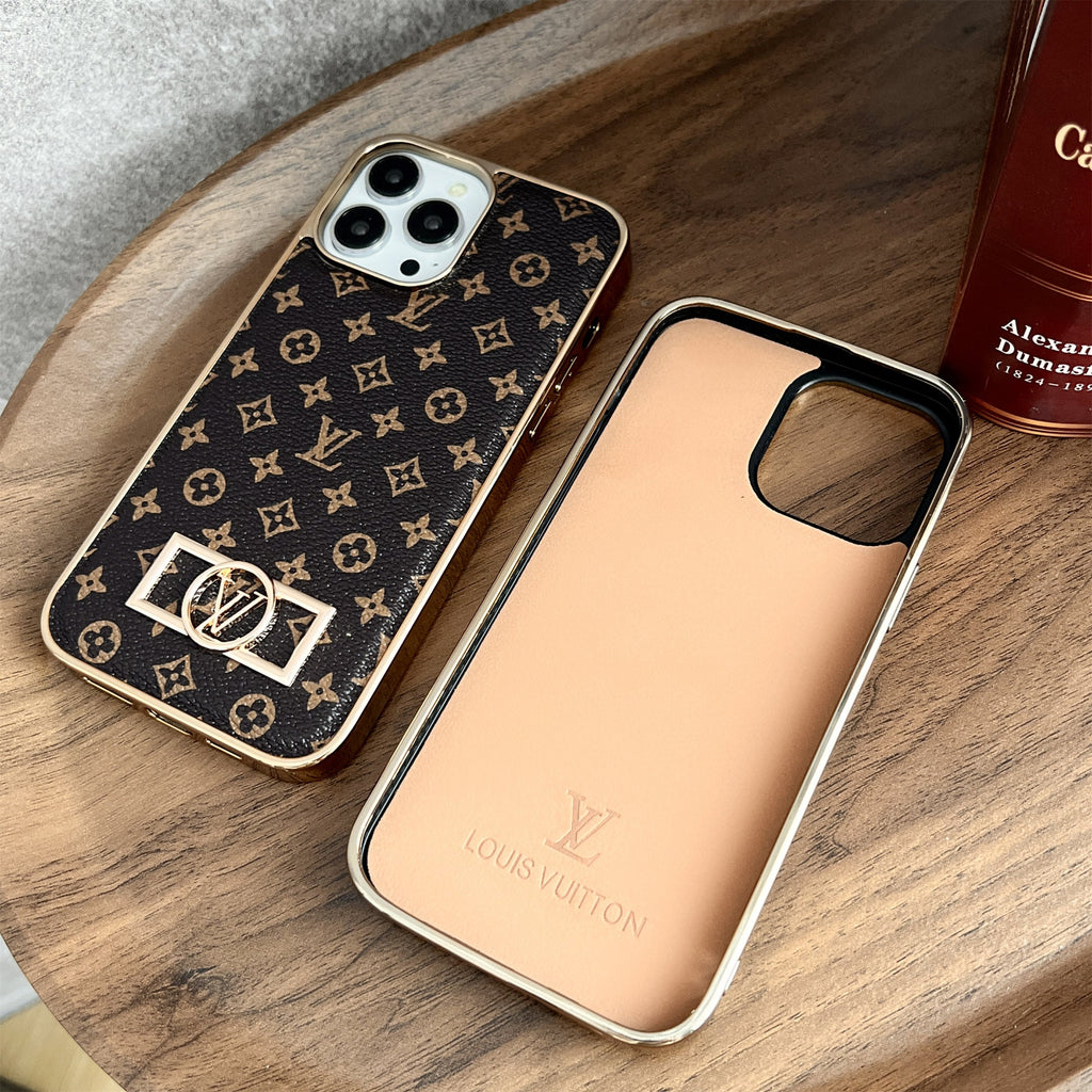 MONOGRAM CANVAS LEATHER PREMIUM ELECTROPLATING FOR IPHONE Roxy New 2