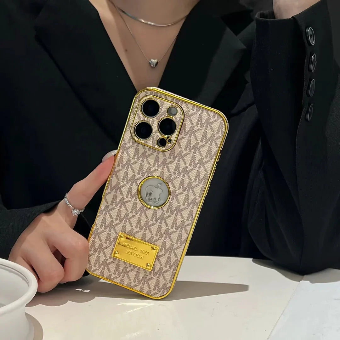 Gold Monogram Signature Canvas Leather Apple iPhone Case Roxy New 2