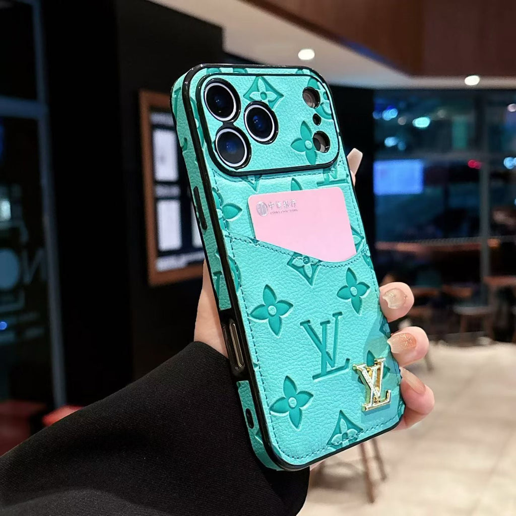 Lv Luxury Phone Case With Card Holder For iPhone 17/ 16 / 15 / 14