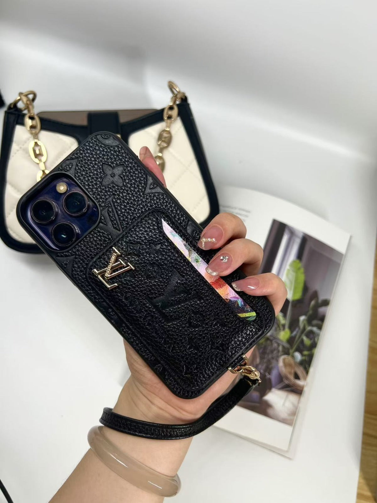 Luxe Card Holder Strap Case – Inspired Elegance for iPhone theroxymob