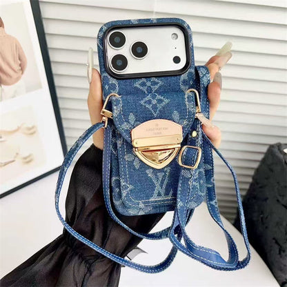 LV Luxury Phone Case with Strape For iPhone 13-17 Series