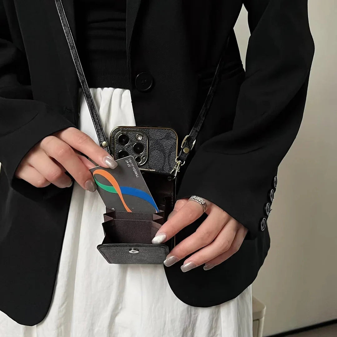 Coach Luxury Logo Accordion Card Holder Leather Crossbody Apple iPhone Case Roxy New 2