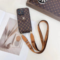 Monogram Canvas Leather Button Card Holder Crossbody iPhone Case Roxy New 2