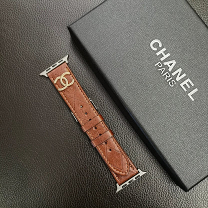 Luxury Gold Monogram 3D Embossed Leather Apple Watch Strap Roxy New
