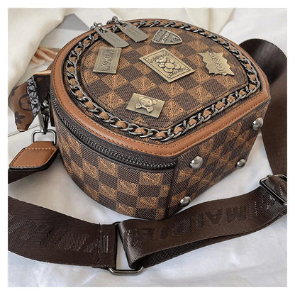 Purse Fashion Retro Bear Badge Print Leather Roxy New