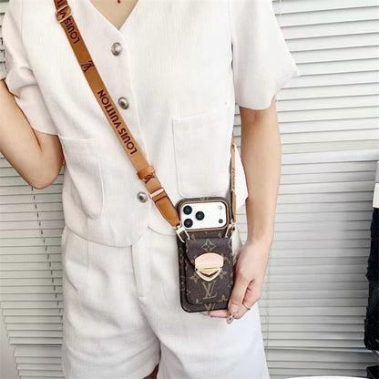 LV Luxury Phone Case with Strape For iPhone 13-17 Series