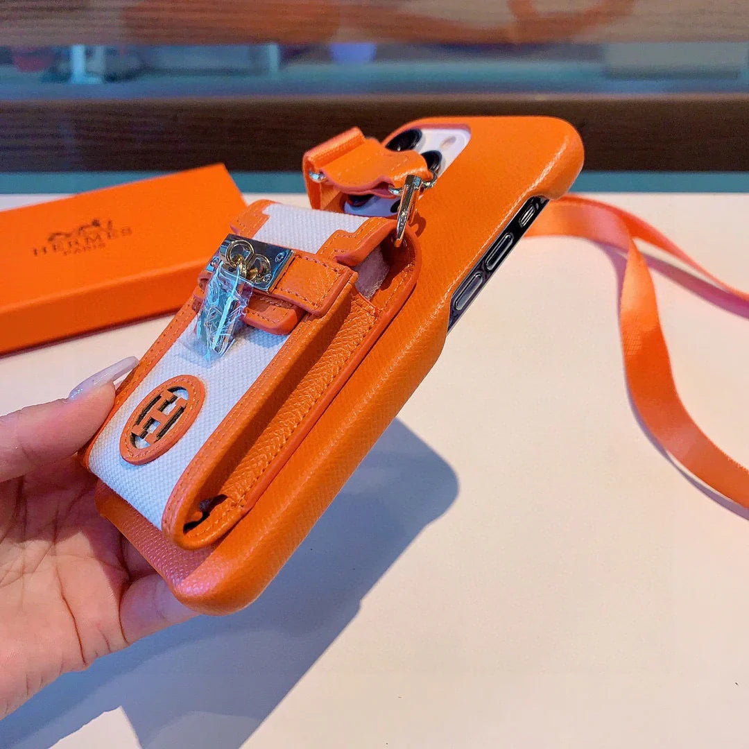 Hermes Luxury Leather Phone Case For iPhone 13-17