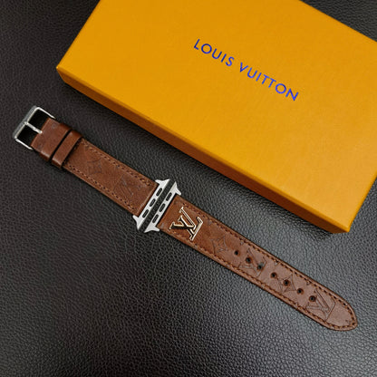 BAND METAL LOGO 3D EMBOSSED MONOGRAM LEATHER APPLE WATCH Roxy New