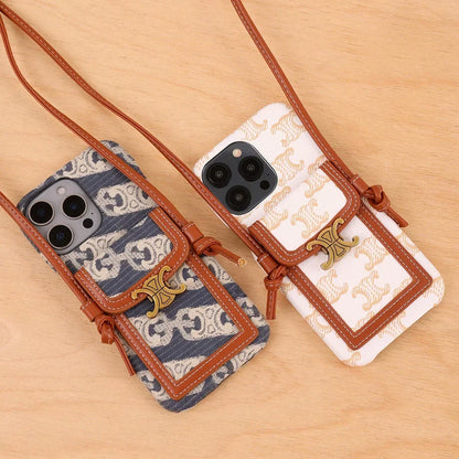 Classic Celine iPhone Case Crossbody White Print for iPhone 12-18 Pro & Pro Max