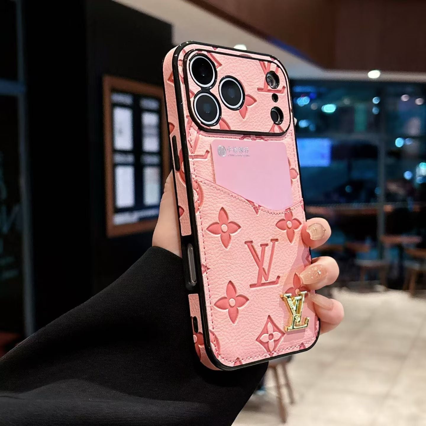 Lv Luxury Phone Case With Card Holder For iPhone 17/ 16 / 15 / 14