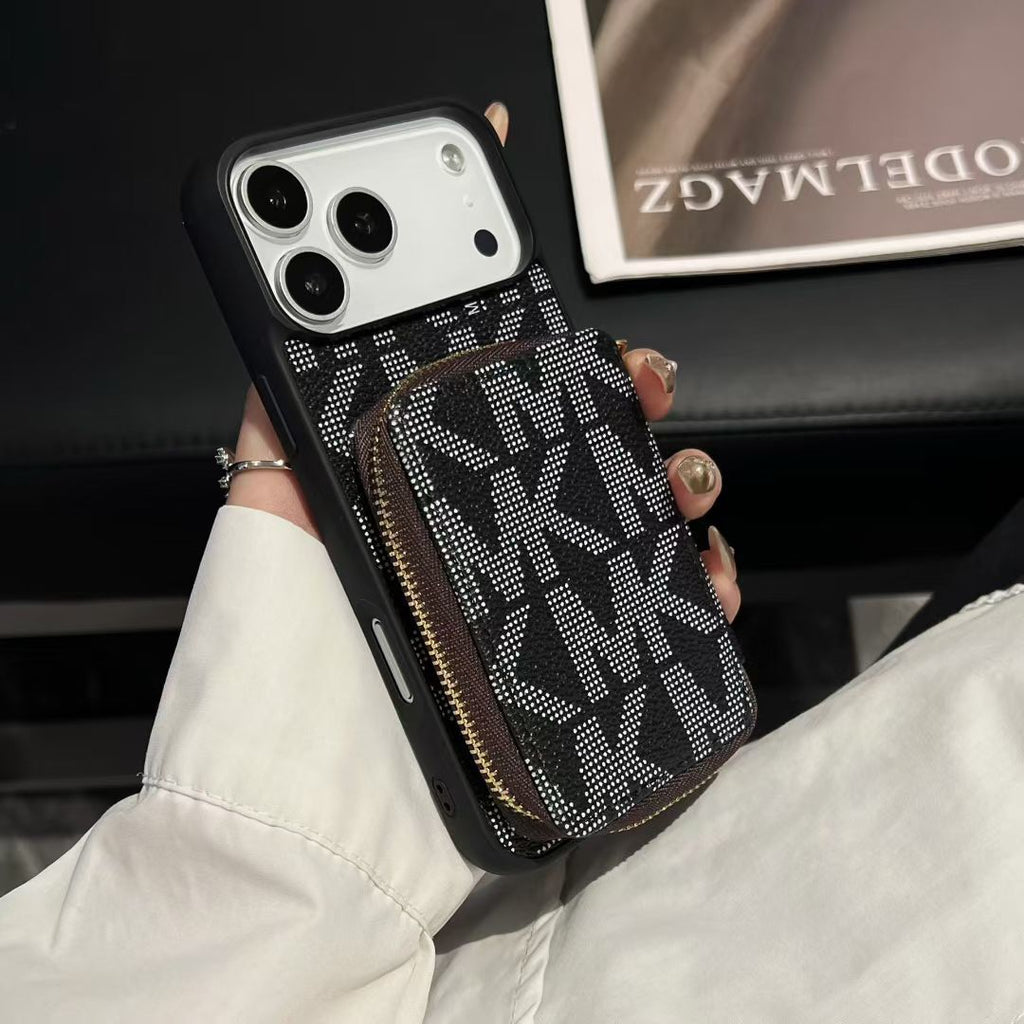 Luxury M-K-Inspired Phone Case with Card Holder For iPhone 17 / 16 / 15 / 14
