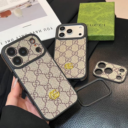 Luxury Monogram Gucci Case with Camera Lens Protection for iPhone 13-18 Pro & Pro Max