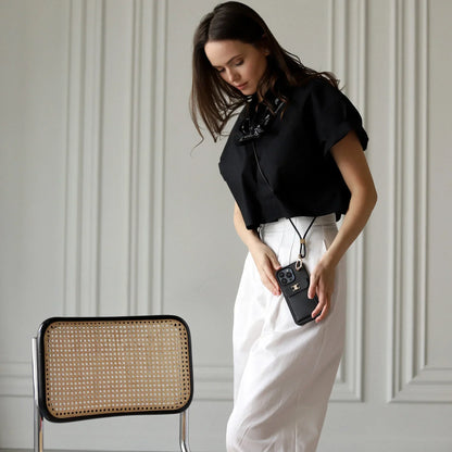 Classic Celine iPhone Case Single Crossbody Black for iPhone 12-18 Pro & Pro Max