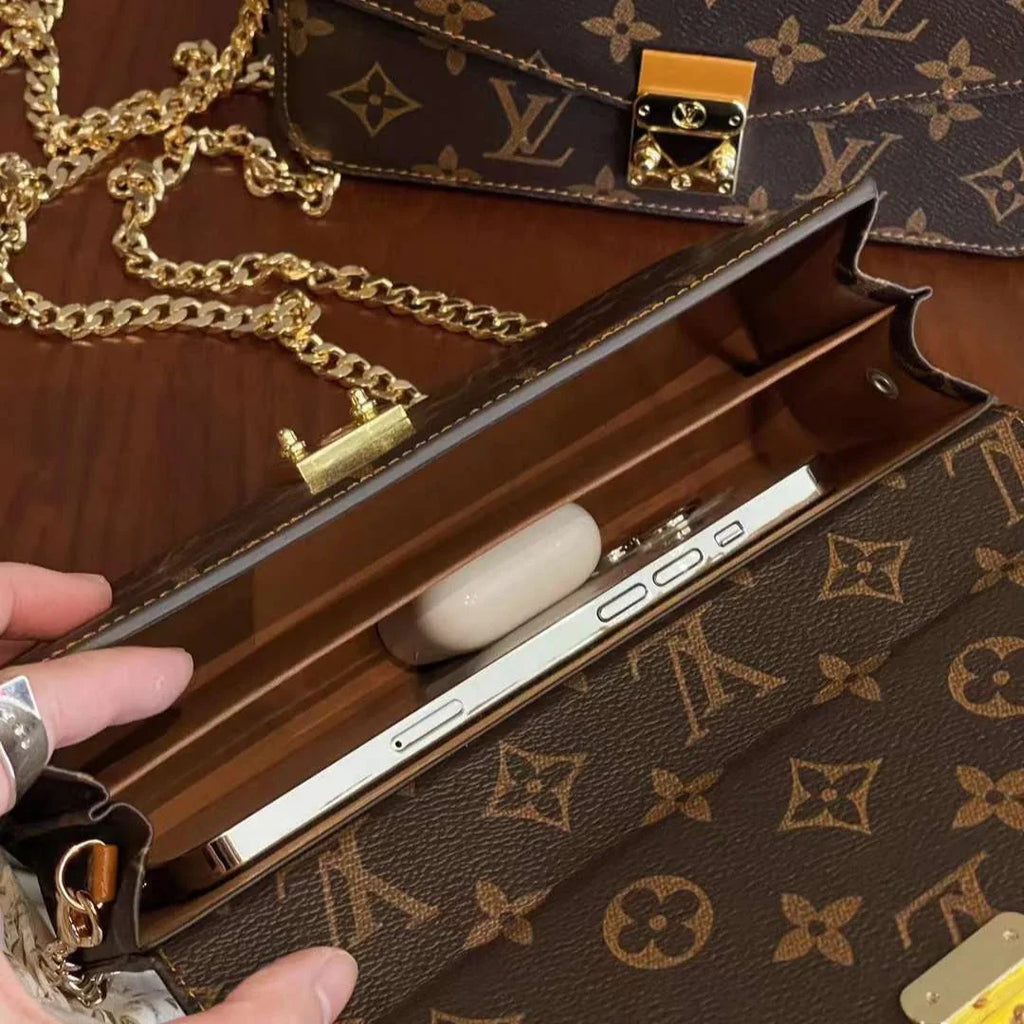 Monogram Canvas Bag Hand Held Crossbody Chain Mobile Phone Roxy New