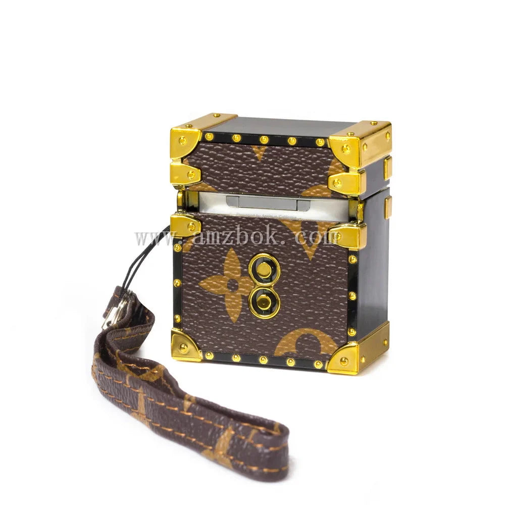 LUXURY 3D SQUARE APPLE AIRPODS LEATHER CASE Roxy New