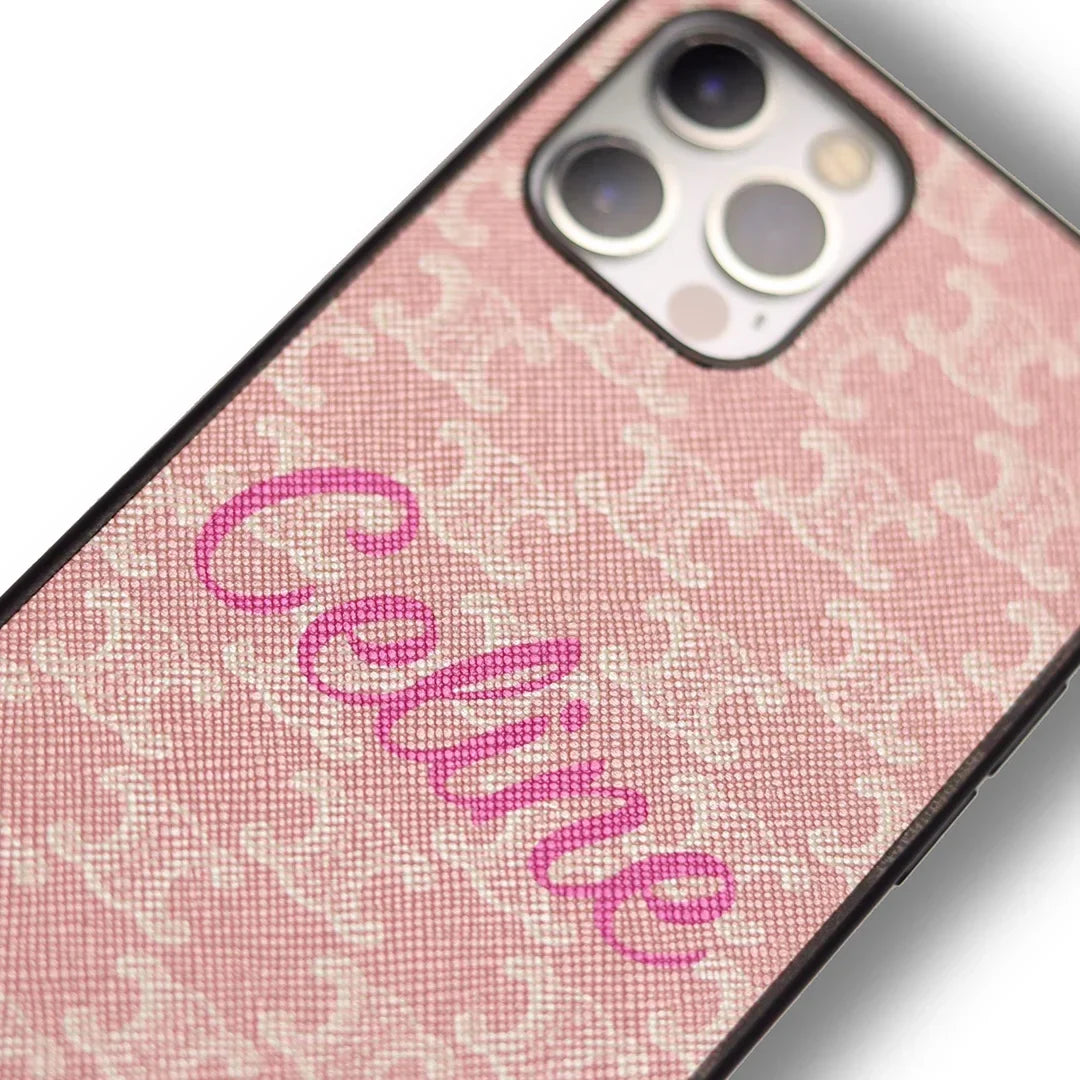 Premium Celine iPhone Case Massive Logo Pink for iPhone 12-18 Pro & Pro Max