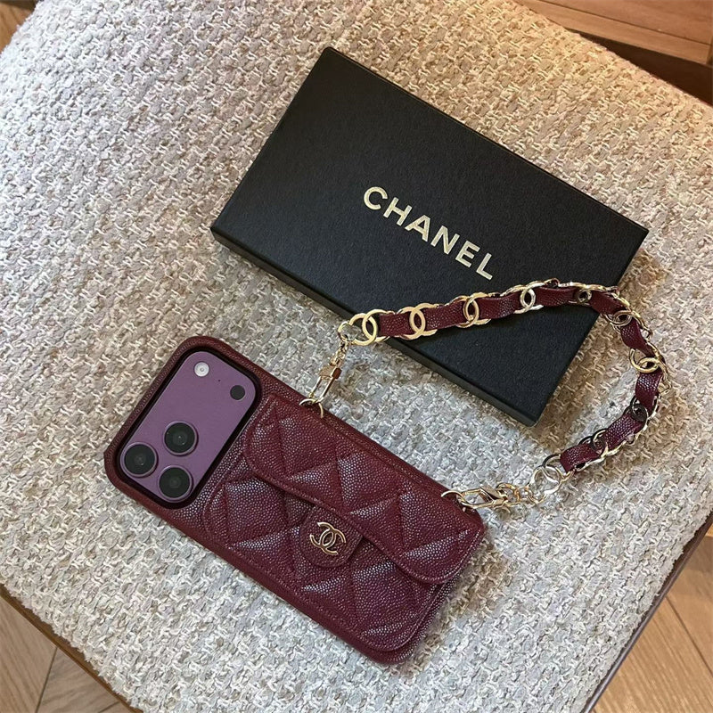 burgundy Leather Crossbody Wallet Case for iPhone 13-18 Pro & Pro Max