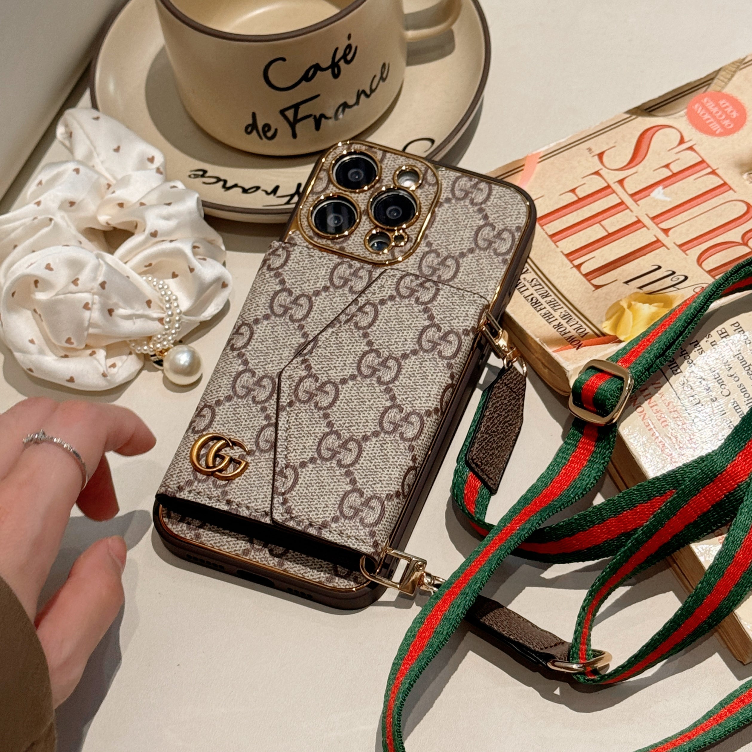 Luxury Monogram Canvas Leather Card Holder iPhone Case Roxy New 2