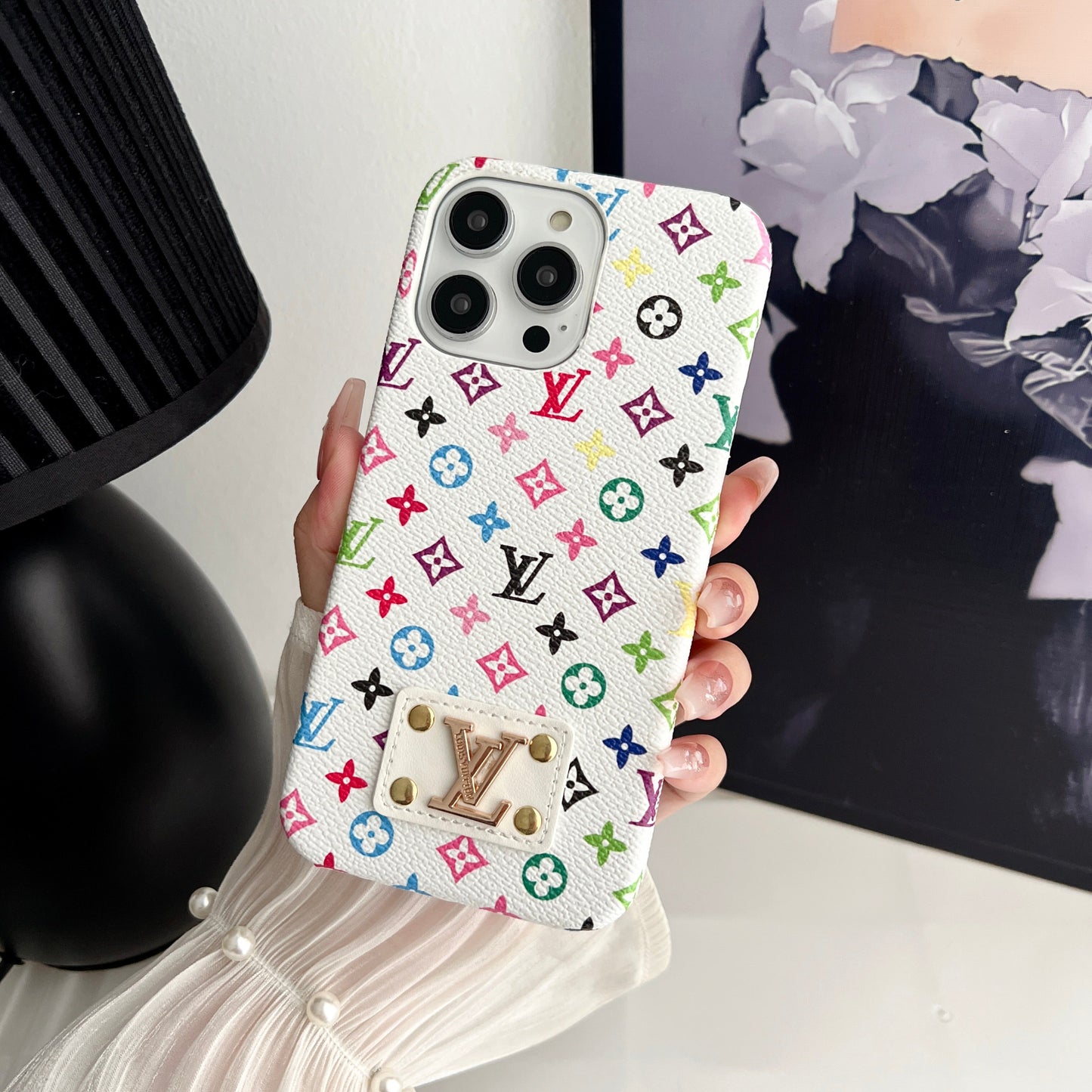 MONOGRAM LEATHER PC HARD BACK CASE FOR IPHONE Roxy New 2