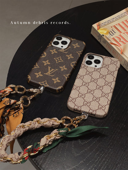 LUXURY CANVAS APPLE IPHONE CASE DETACHABLE SILK SCARF WRISTBAND Roxy New 2