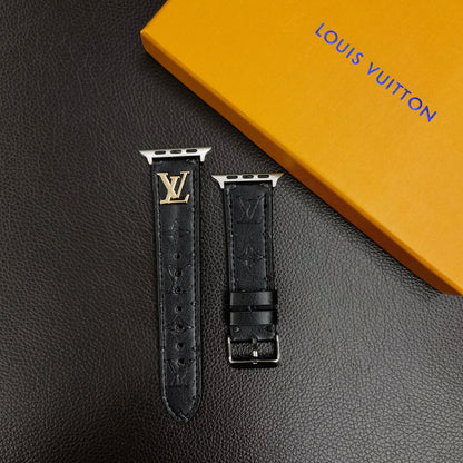 BAND METAL LOGO 3D EMBOSSED MONOGRAM LEATHER APPLE WATCH Roxy New
