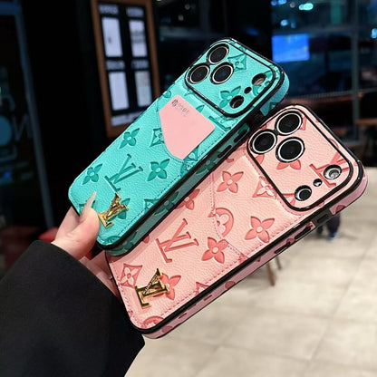 Luxury Phone Case with Card Holder For iPhone 12-17