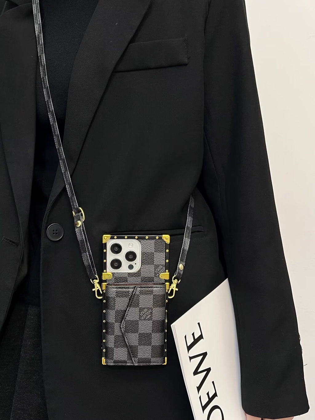 Luxury CANVAS LEATHER CARD HOLDER MONOGRAM Roxy New 2