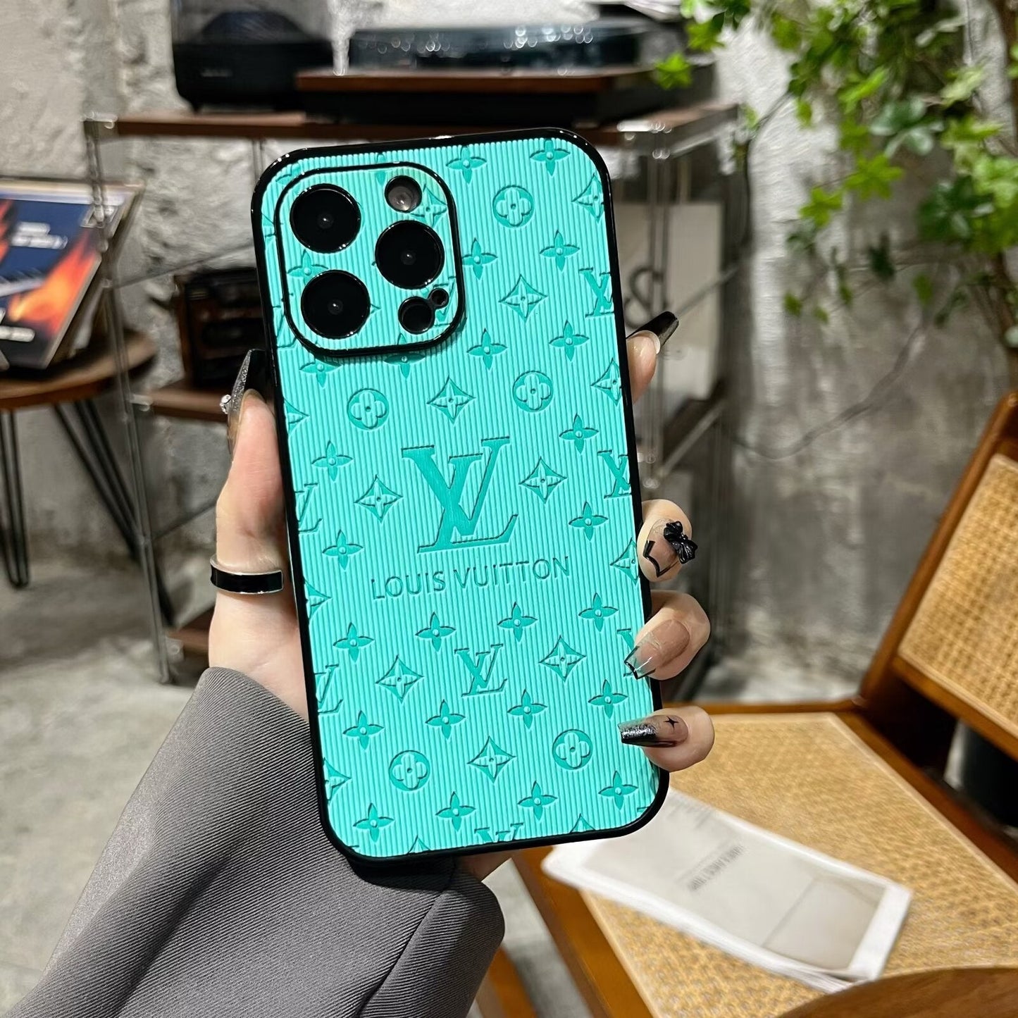 3D Monogram Embossed Leather  Case for iPhone theroxymob