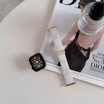 PINK LEATHER CANVAS LUXURY APPLE WATCH STRAP