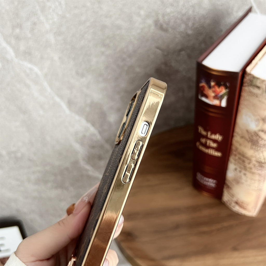 MONOGRAM CANVAS LEATHER PREMIUM ELECTROPLATING FOR IPHONE Roxy New 2