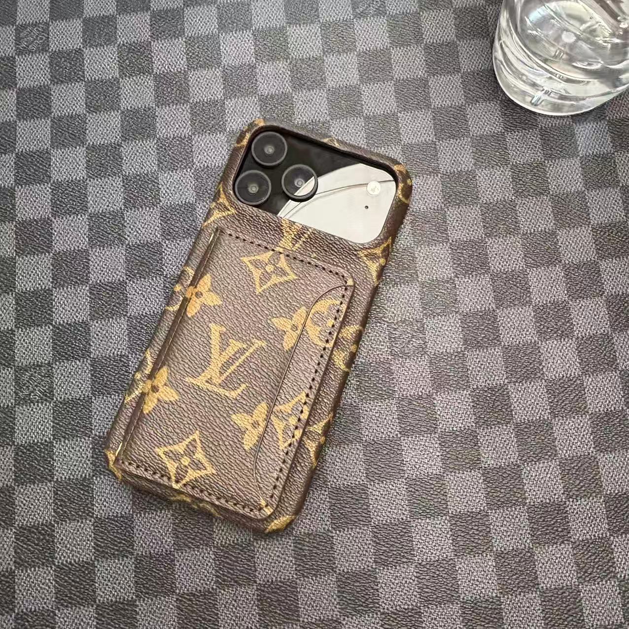 Monogram LV Leather Phone Case For iPhone 13-17 Series