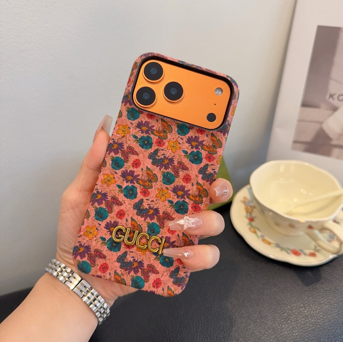 Luxury Gucci Floral Phone Case for iPhone 13-18 Pro & Pro Max
