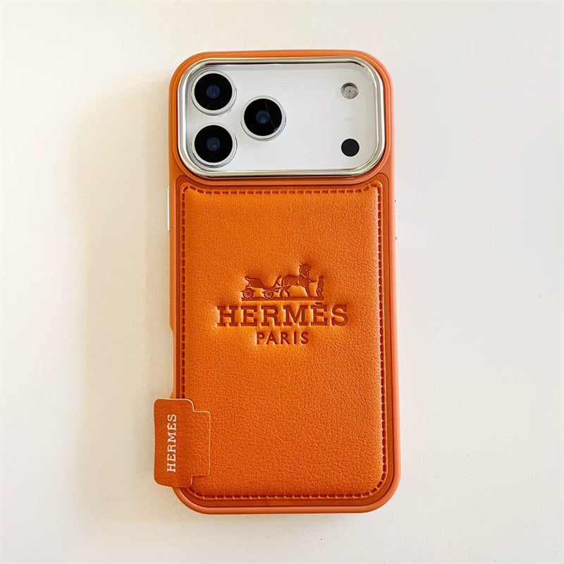 Luxury Hermes Leather Case For iPhone 17 / 16 / 15 / 14
