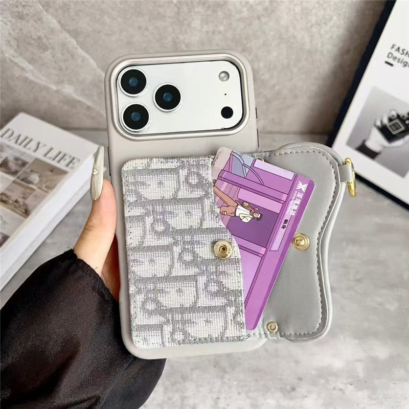 Dior Leather Phone Case With Card Holder For iPhone 17/ 16 / 15/ 14