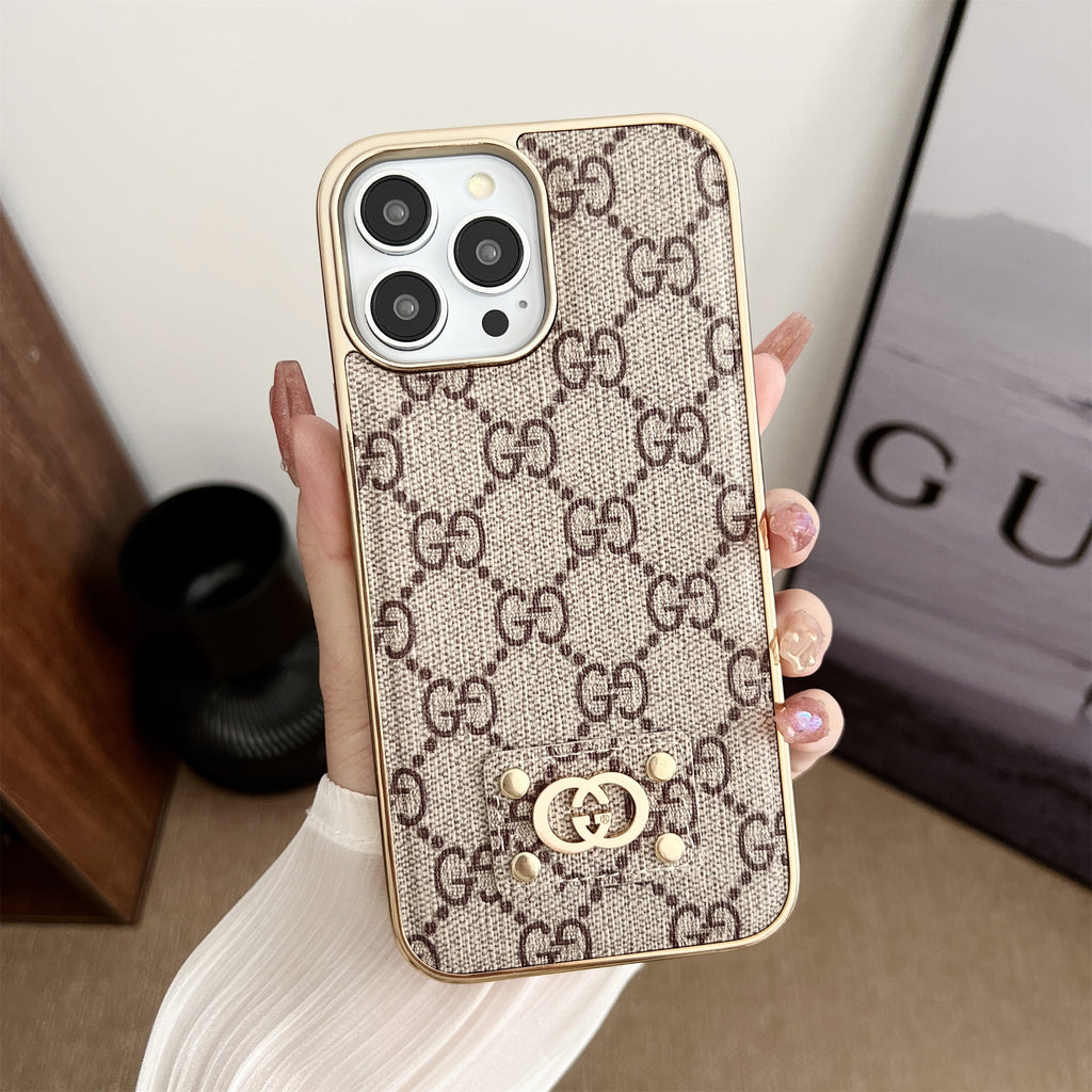 MONOGRAM LEATHER PC HARD BACK CASE FOR IPHONE Roxy New 2