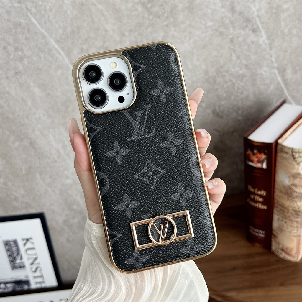 MONOGRAM CANVAS LEATHER PREMIUM ELECTROPLATING FOR IPHONE Roxy New 2
