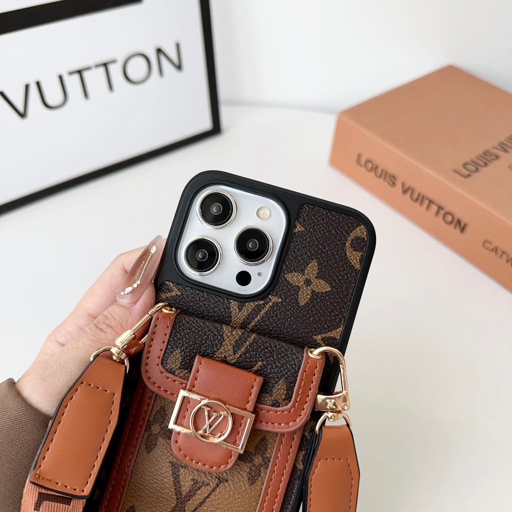 Luxury DAUPHINE LEATHER MONOGRAM CROSSBODY IPHONE CASE theroxymob