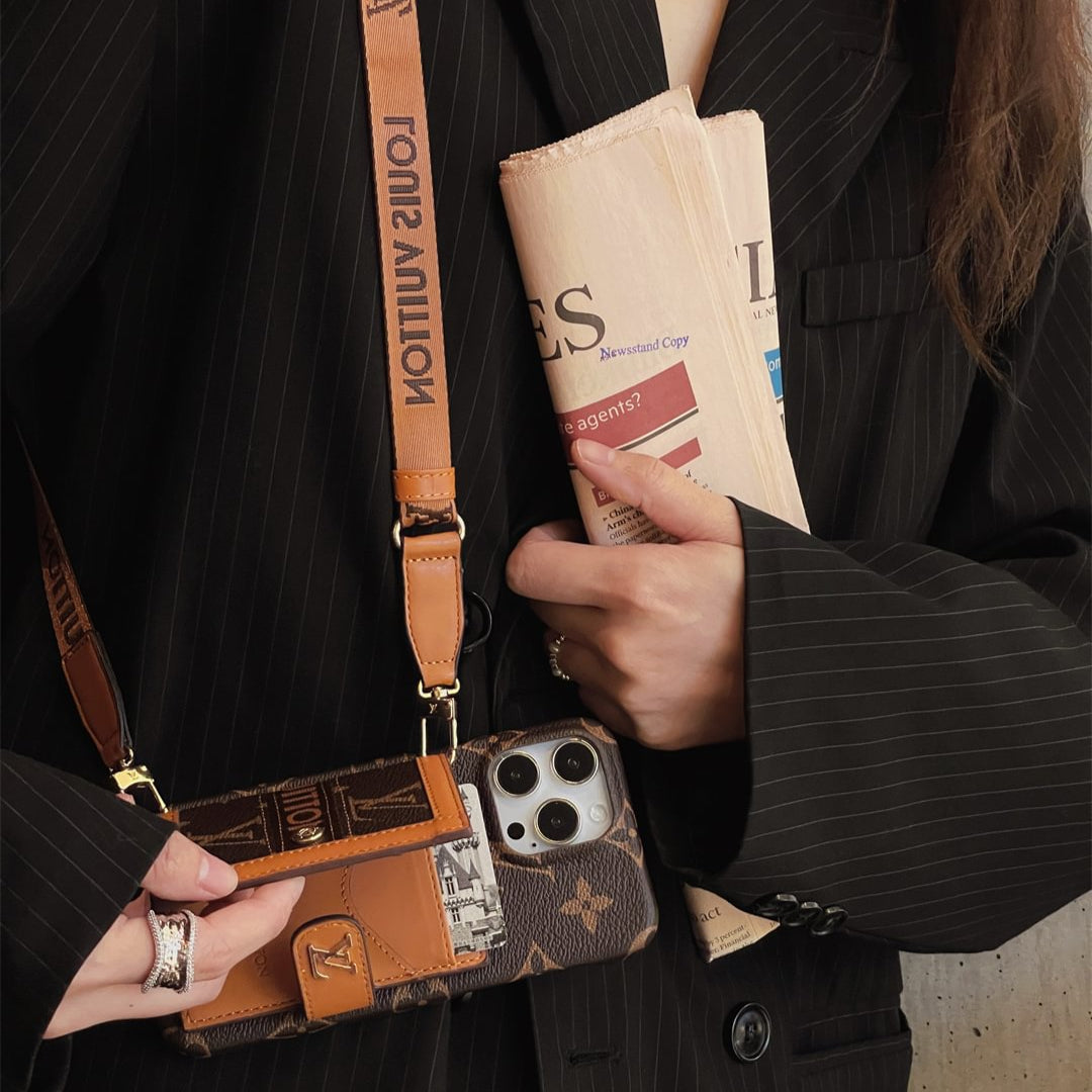 Canvas Leather Wallet Card Holder Crossbody iPhone Case theroxymob