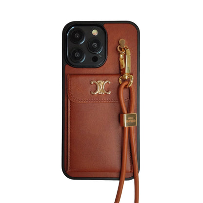 Classic Celine iPhone Case Single Crossbody Brown for iPhone 12-18 Pro & Pro Max