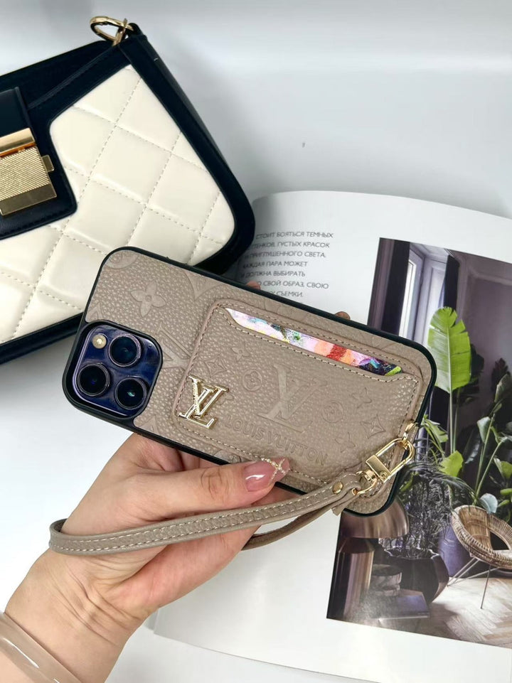 Luxe Card Holder Strap Case – Inspired Elegance for iPhone theroxymob