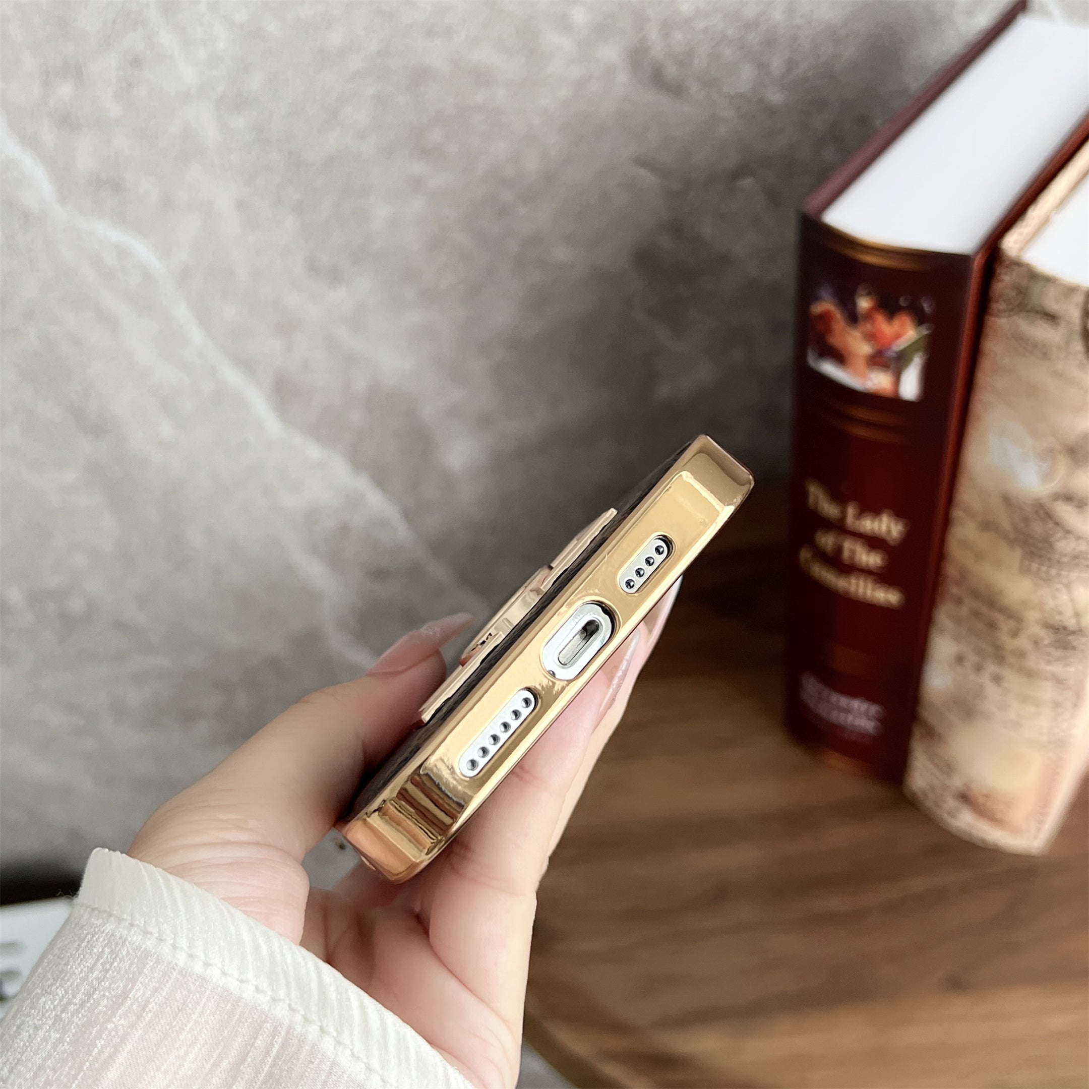 MONOGRAM CANVAS LEATHER PREMIUM ELECTROPLATING FOR IPHONE Roxy New 2