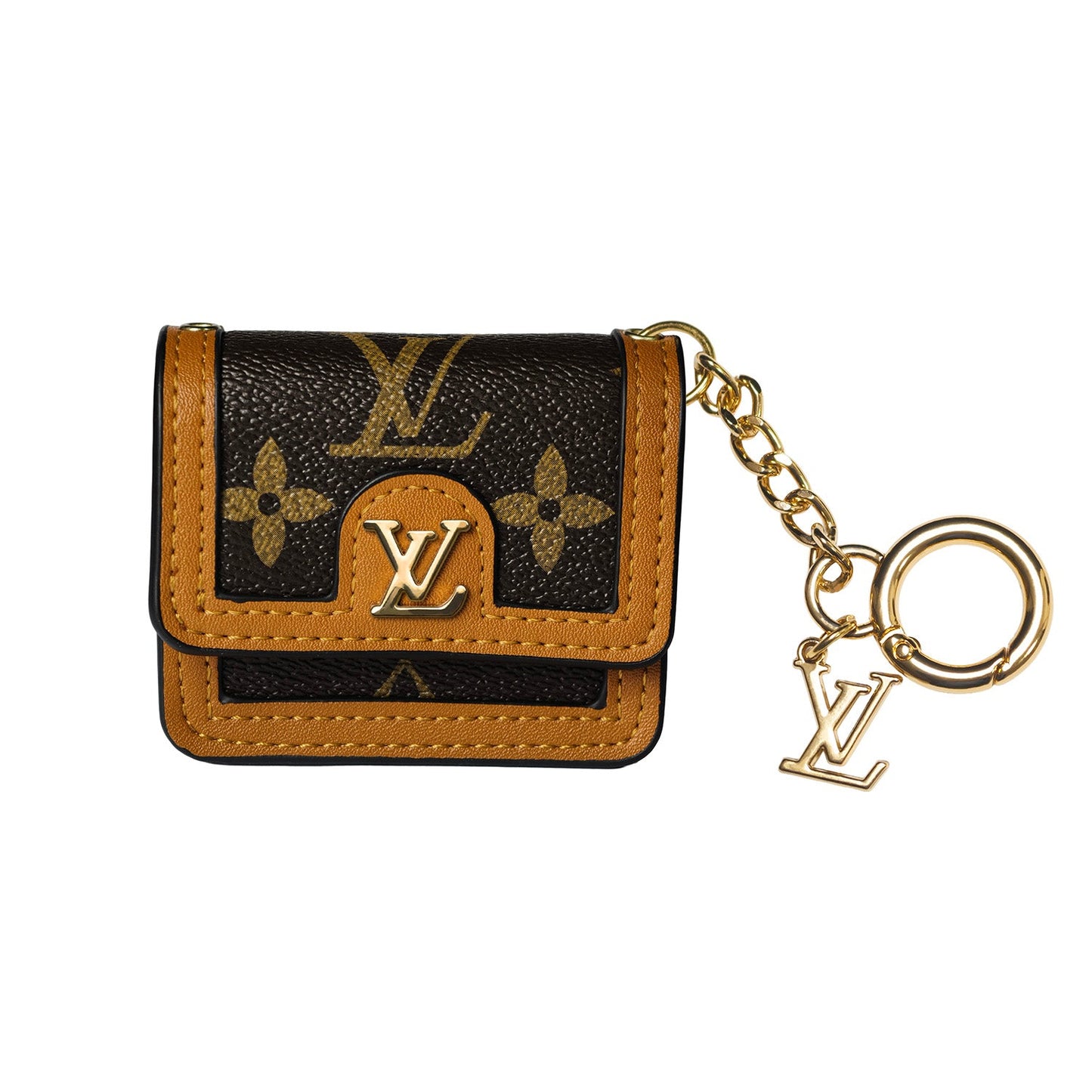 Louis Vuitton AirPods case decorated with a monogram pattern