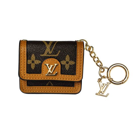 Louis Vuitton AirPods case decorated with a monogram pattern
