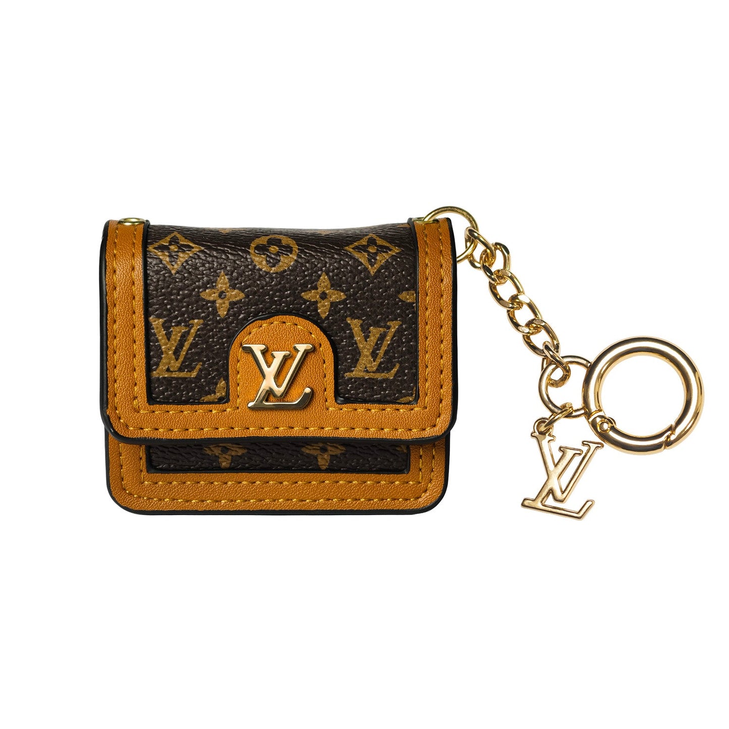 Louis Vuitton AirPods case decorated with a monogram pattern