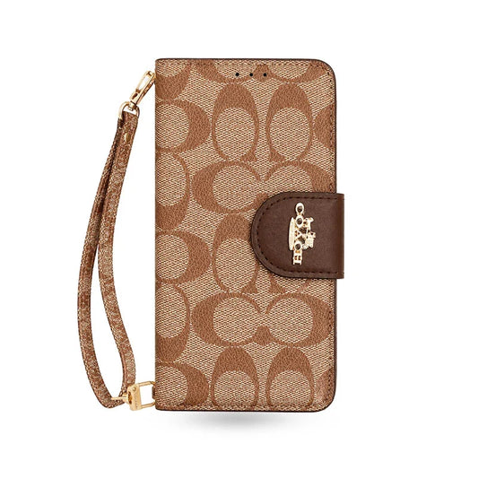 Luxury Leather Coach iPhone Case With Flip Wallet For iPhone 12-18 Series