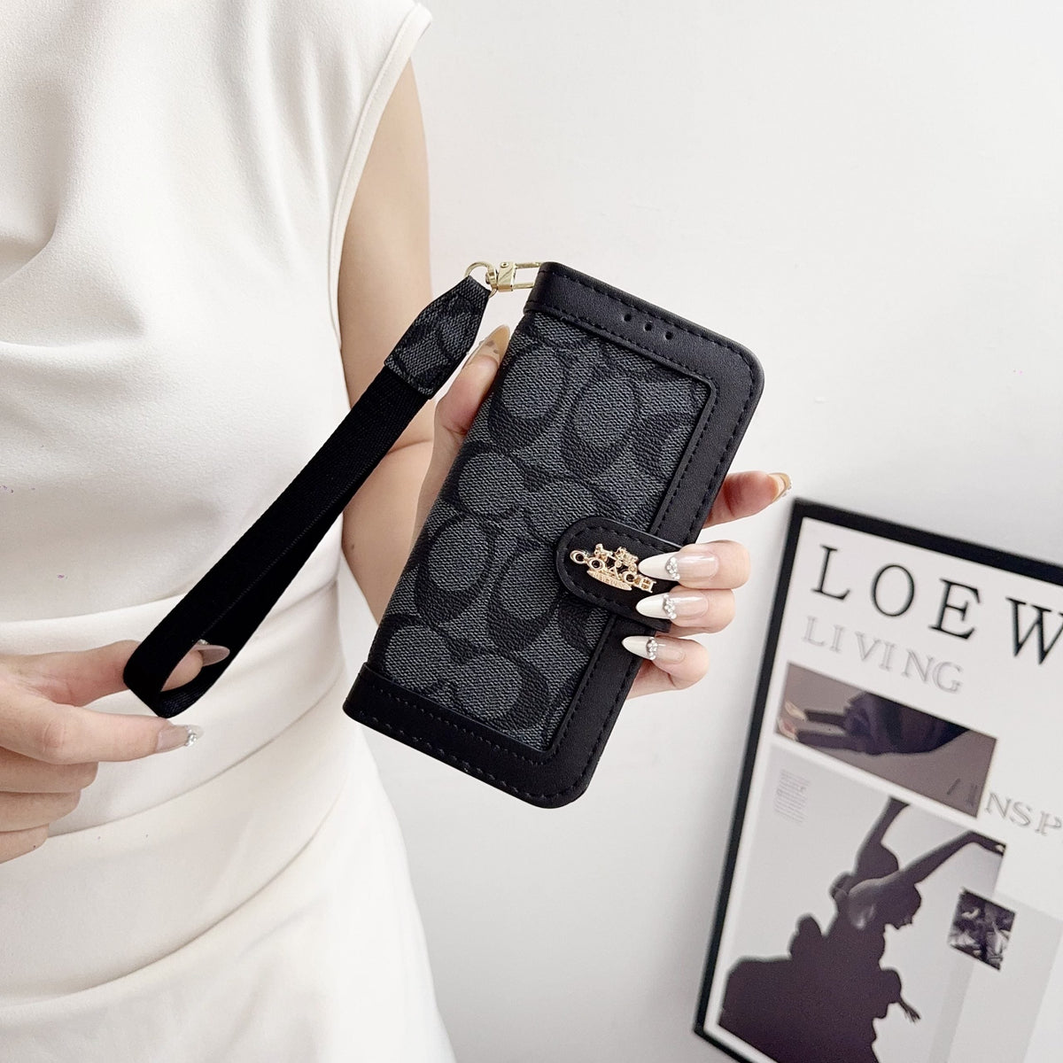 Luxury Monogram Canvas Wallet Case for iPhone 12-18 Series
