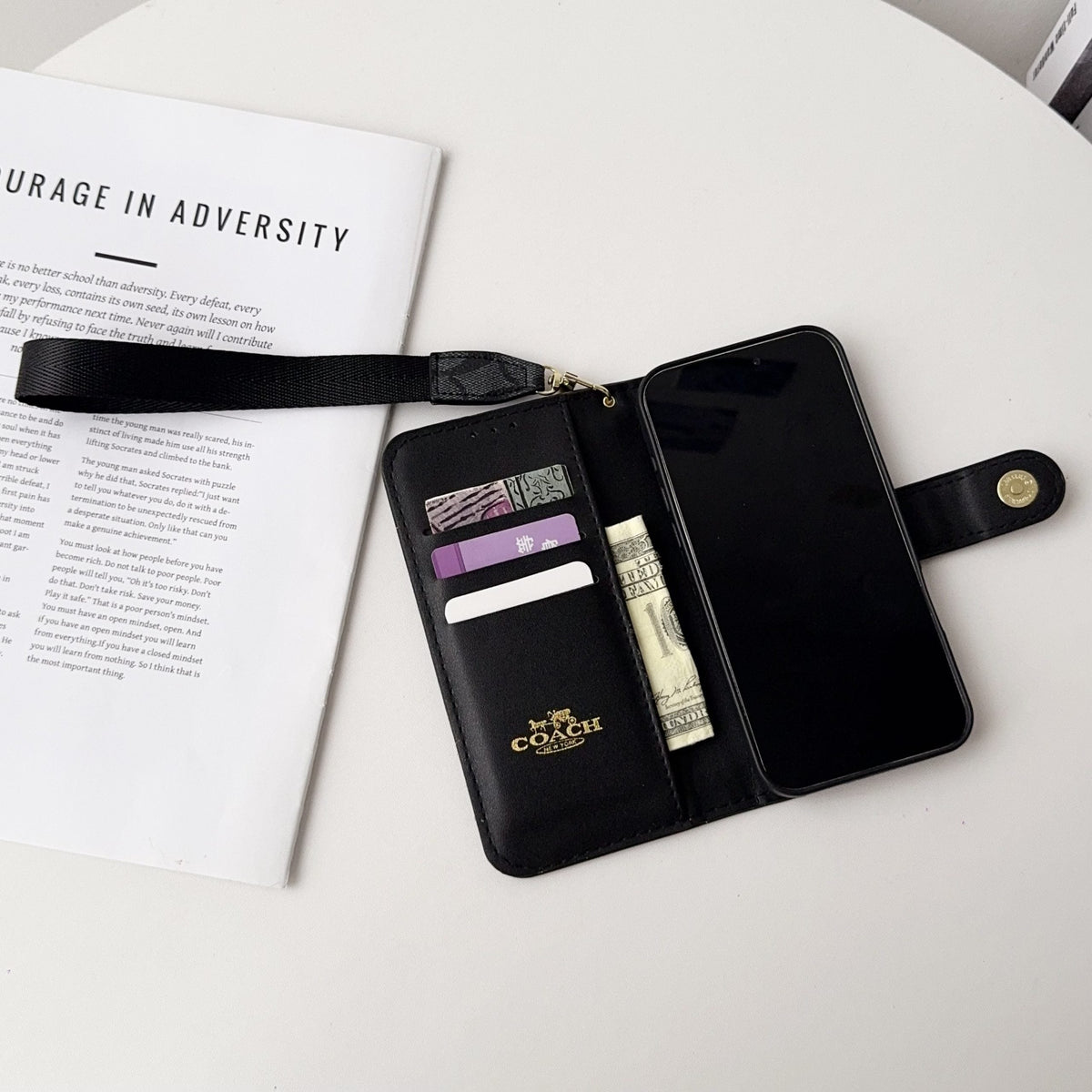 Luxury Monogram Canvas Wallet Case for iPhone 12-18 Series