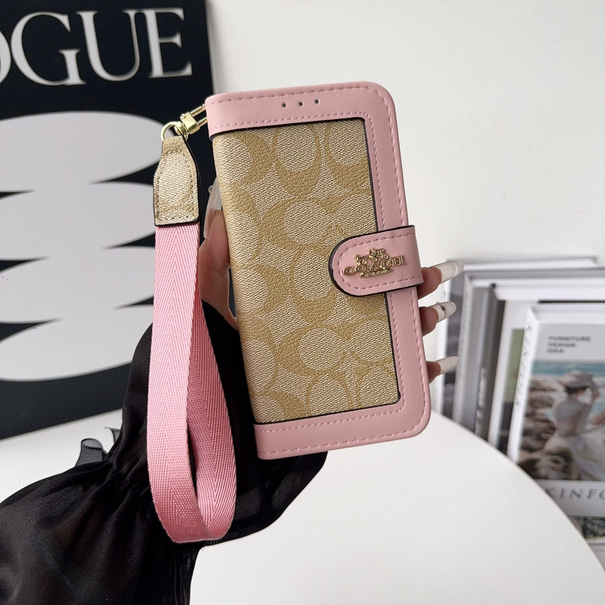 Luxury Monogram Canvas Wallet Case for iPhone 12-18 Series